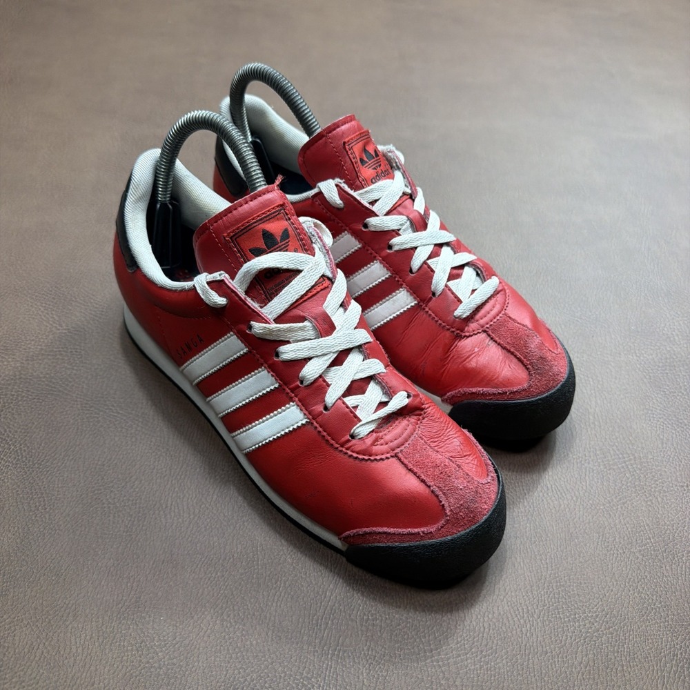 Adidas SAMOA OG Trainers Red White Mens Sz 7 Leather Sneakers Casual Shoes